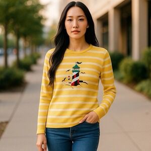 Sag Harbor Sport Petite XS  Sweater Cotton Blend Round Neck Long Sleeve Novelty